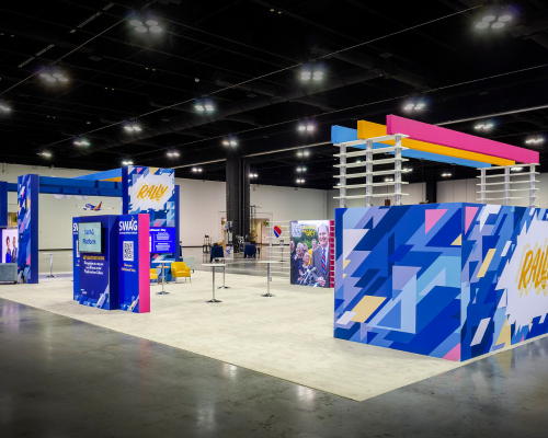 large trade show booth designed for Rally